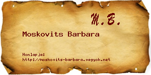 Moskovits Barbara névjegykártya